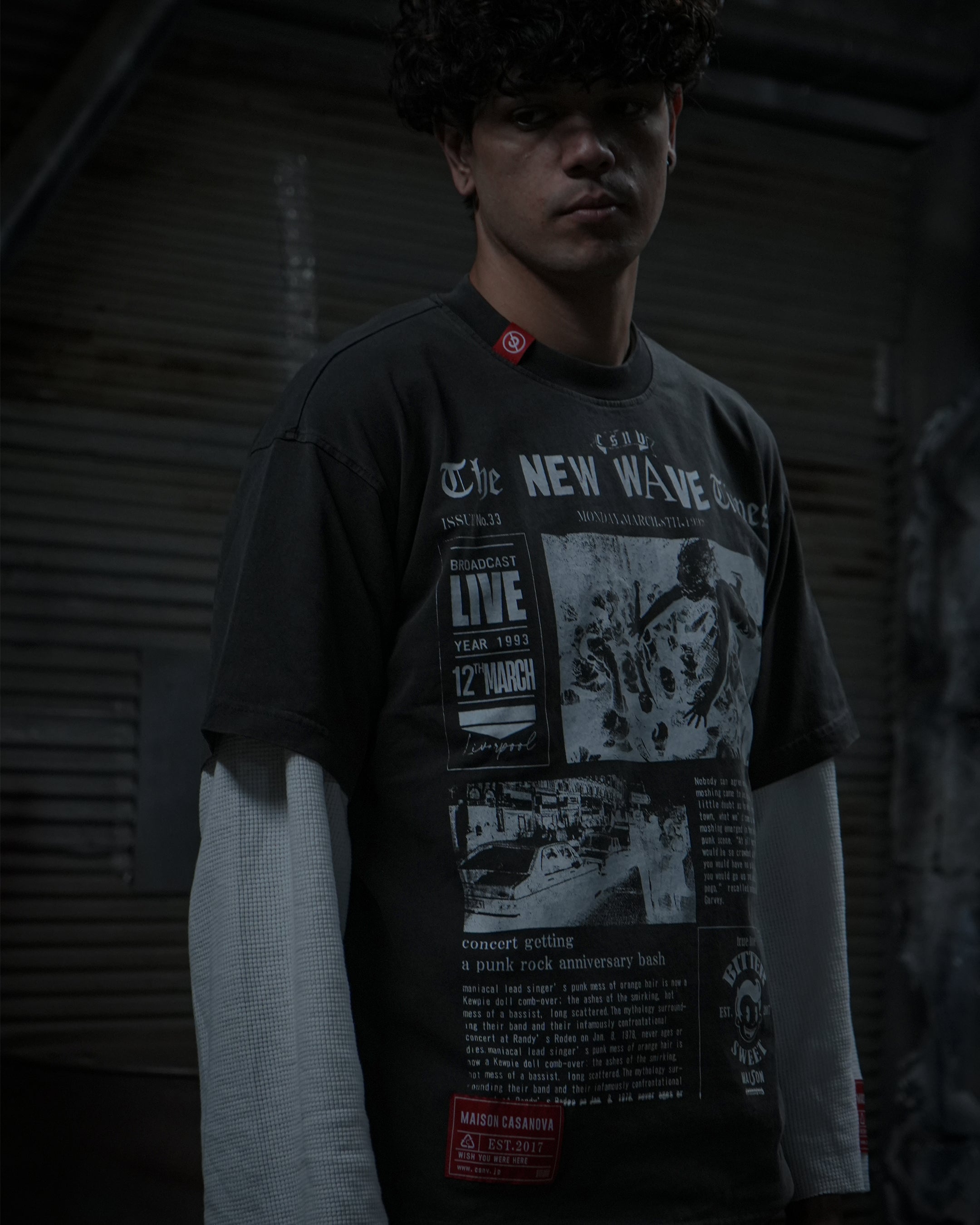 Vintage Wash Tee''NEWS PAPER''