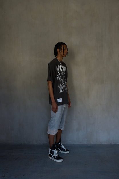 Distressed Sweat Sarouel Baggy Pants