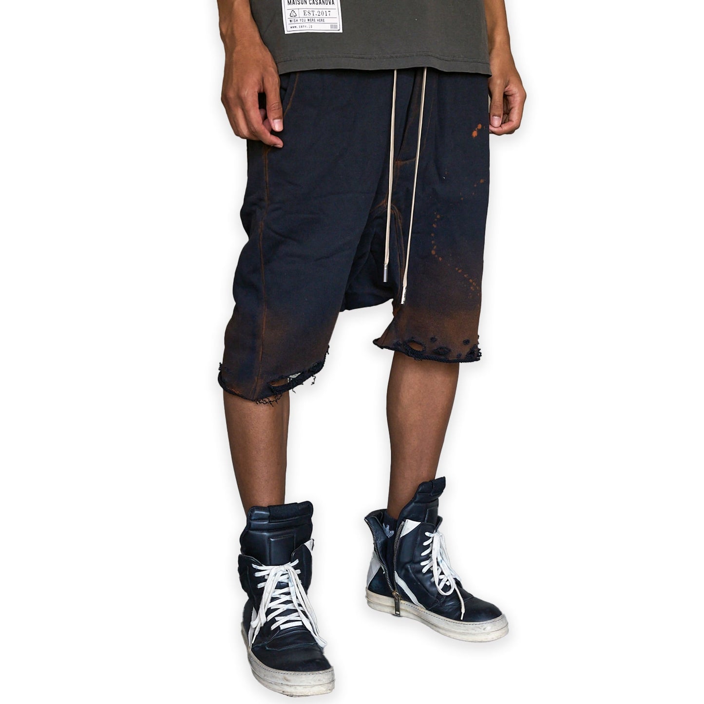 Distressed Sweat Sarouel Baggy Pants