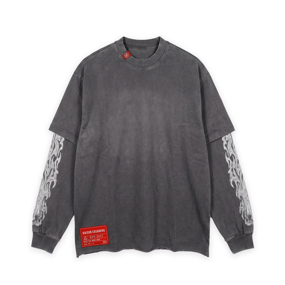 Maison Casanova フェードグレー フェイクレイヤード fire pattern ロンT